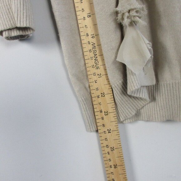 Club Monaco Cardigan Sweater Women S Beige Ruffle Button Up Viscose Blend 132 - Picture 7 of 8
